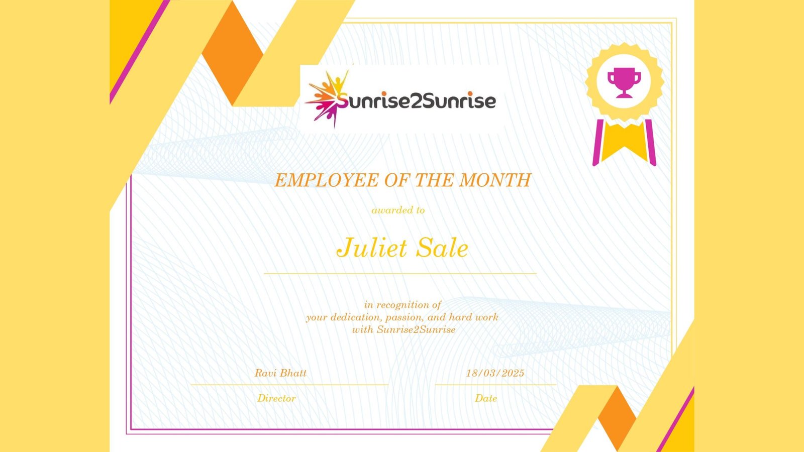 Employee of the Month – Juliet Sale